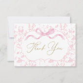 Pink Bow Baby Shower Girl Danke Karte (Vorderseite)