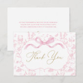 Pink Bow Baby Shower Girl Danke Karte (Vorne/Hinten)