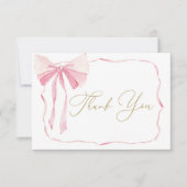 Pink Bow Baby Shower Girl Danke Karte (Vorderseite)