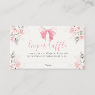 Pink Bow Baby Shower Girl Diaper Raffekarte Begleitkarte