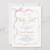 Pink Bow Baby Shower Girl Einladung (Vorderseite)