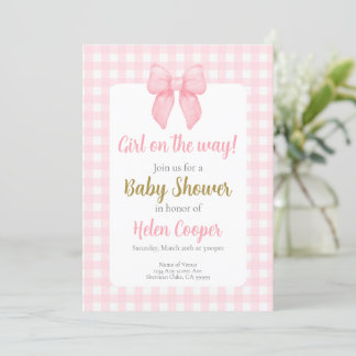 Pink Bow Baby Shower Girl Einladung