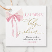 Pink Bow Baby Shower Girl Geschenkanhänger (Vorderseite)