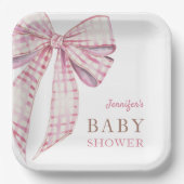 Pink Bow Baby Shower Girl Pappteller (Vorderseite)