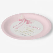Pink Bow Baby Shower Girl Pappteller (Schrägansicht)