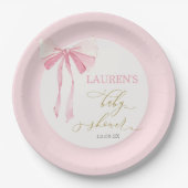 Pink Bow Baby Shower Girl Pappteller (Vorderseite)