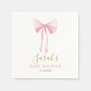 Pink Bow Baby Shower Girl Serviette