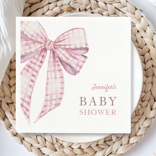 Pink Bow Baby Shower Girl Serviette