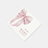 Pink Bow Baby Shower Girl Serviette (Ecke)