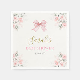 Pink Bow Baby Shower Girl Serviette