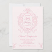 Pink Bow Baby Shower Girl Vintage Einladung (Vorderseite)