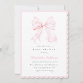 Pink Bow Baby Shower Invitation Einladung (Vorderseite)