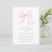 Pink Bow Baby Shower Invitation Einladung (Stehend Vorderseite)