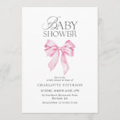 Pink Bow Baby Shower Invitation Einladung (Vorderseite)