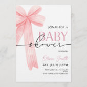 Pink Bow Baby Shower Invitation Einladung (Vorderseite)
