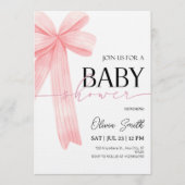 Pink Bow Baby Shower Invitation Einladung (Vorderseite)