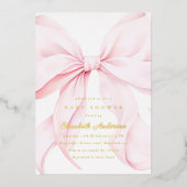Pink Bow Baby Shower Invitation Folieneinladung (Vorderseite)