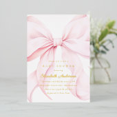Pink Bow Baby Shower Invitation Folieneinladung (Stehend vorne)