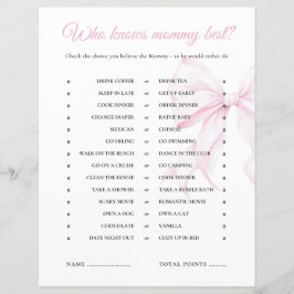Pink Bow Baby Shower kennt Mommy Best Game