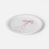 Pink Bow Baby Shower Paper Plate Girl Blush Ribbon Pappteller (Schrägansicht)