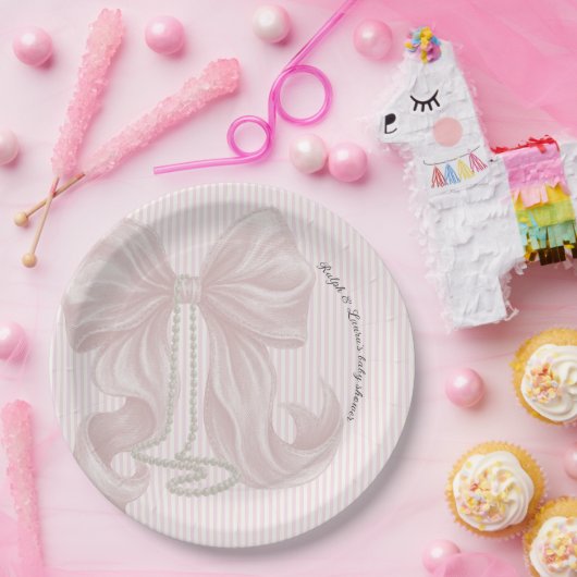 Pink Bow Baby Shower  Pappteller (Party)