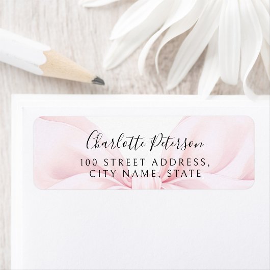 Pink Bow Baby Shower Return Address Label