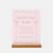 Pink Bow Baby Shower Say Baby Game nicht Acrylschild (Vorderseite)