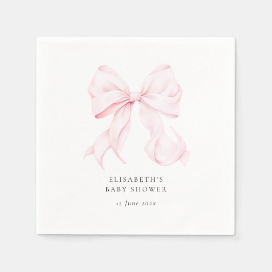Pink Bow Baby Shower Serviette (Vorderseite)