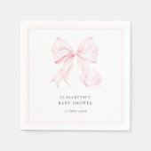 Pink Bow Baby Shower  Serviette (Vorderseite)