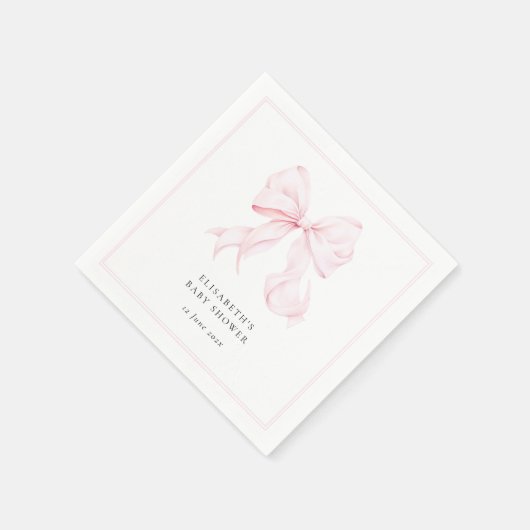 Pink Bow Baby Shower  Serviette (Ecke)