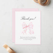 Pink Bow Baby Shower Thank You Note Card Mitteilungskarte (Vorderseite/Rückseite Beispiel)
