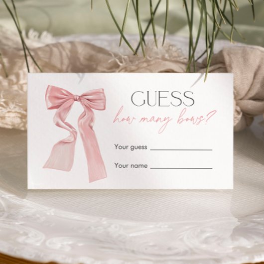 Pink Bow Baby Showspiel schätzt wie viele Bows Begleitkarte