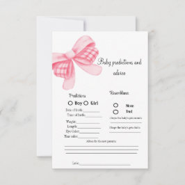 Pink Bow Baby Vorhersage Baby Shower Game Card Einladung