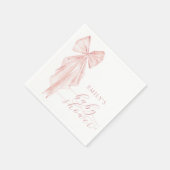 Pink Bow Babydusche Minimalistische Aquarellfarben Serviette (Ecke)
