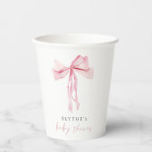 Pink Bow Babydusche Papier Cup Girl Coquette Blush Pappbecher (Vorderseite)