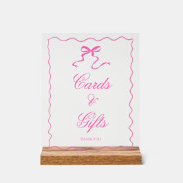Pink Bow Babyduschkarten und Geschenkschild Acrylschild
