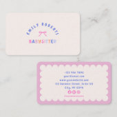 Pink Bow, Babysitter Visitenkarte (Vorne/Hinten)