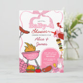 Pink Bow Backyard BabyQ Baby Shower Einladung (Stehend Vorderseite)
