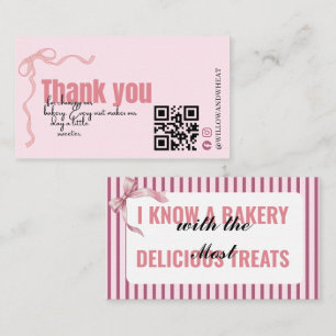 Pink Bow Bakery Dankeskarten-Stripes Visitenkarte