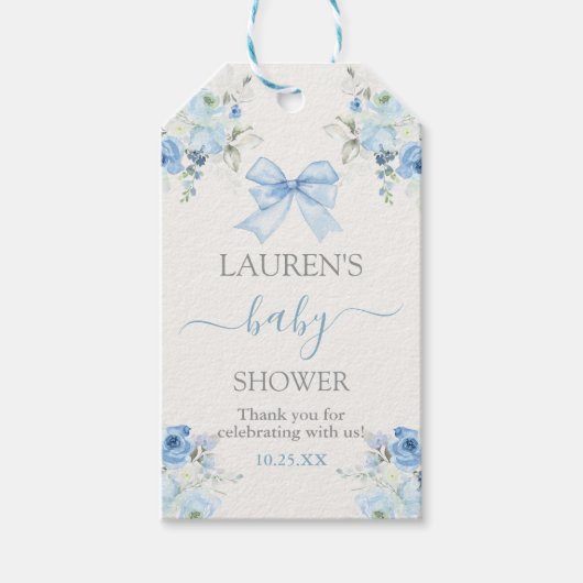 Pink Bow Bear Baby Showboy Geschenk-Tag Geschenkanhänger (Vorderseite)