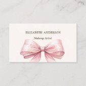 Pink bow beige creme qr Code Social Media Visitenkarte (Vorderseite)