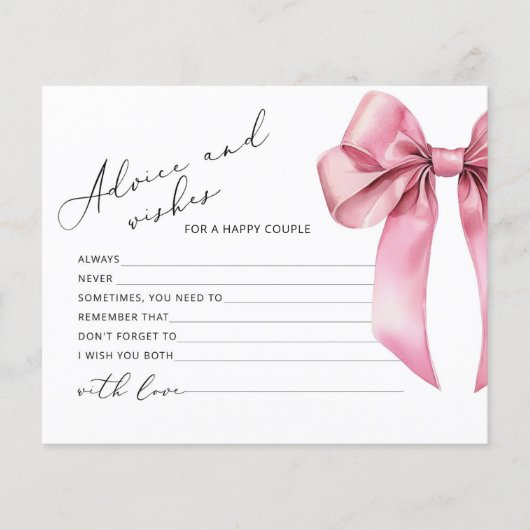 Pink Bow Beratung und Wünsche Skriptbridcard (Vorderseite)