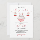 Pink Bow & Berries, Cherry on Top Baby Dusche Einladung (Vorderseite)