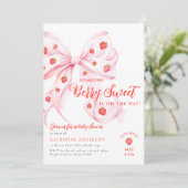Pink Bow Berry Sweet Baby Dusche Einladung (Stehend Vorderseite)