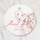 Pink Bow Berry Sweet Baby Dusche Geschenkanhänger (Vorderseite)