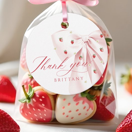 Pink Bow Berry Sweet Baby Dusche Geschenkanhänger