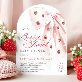 Pink Bow Berry Sweet Baby Shower Arch Einladung