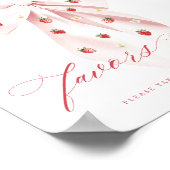 Pink Bow Berry Sweet Baby Shower Favorit Table Sig Poster (Ecke)