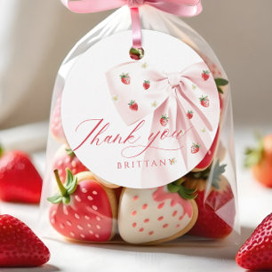 Pink Bow Berry Sweet Baby Shower Fevor Tags Geschenkanhänger