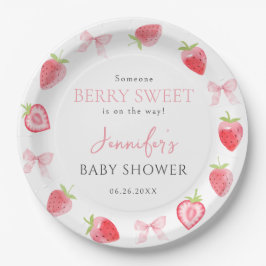 Pink Bow Berry Sweet Summer Baby Dusche Pappteller